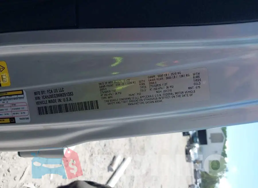 1C4HJXEG3NW261383 Photo# 9