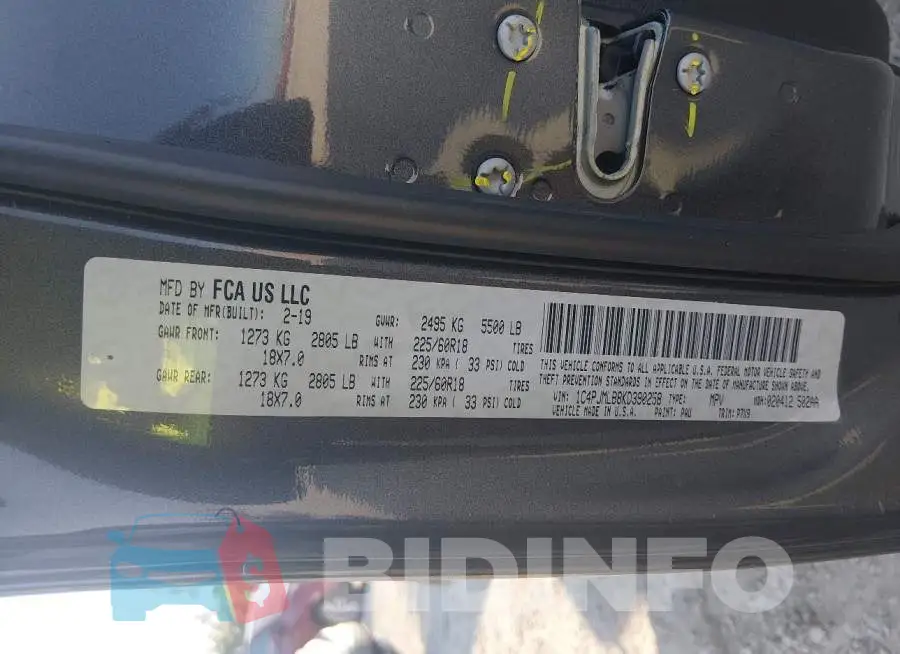1C4PJMLB8KD390258 Photo# 9