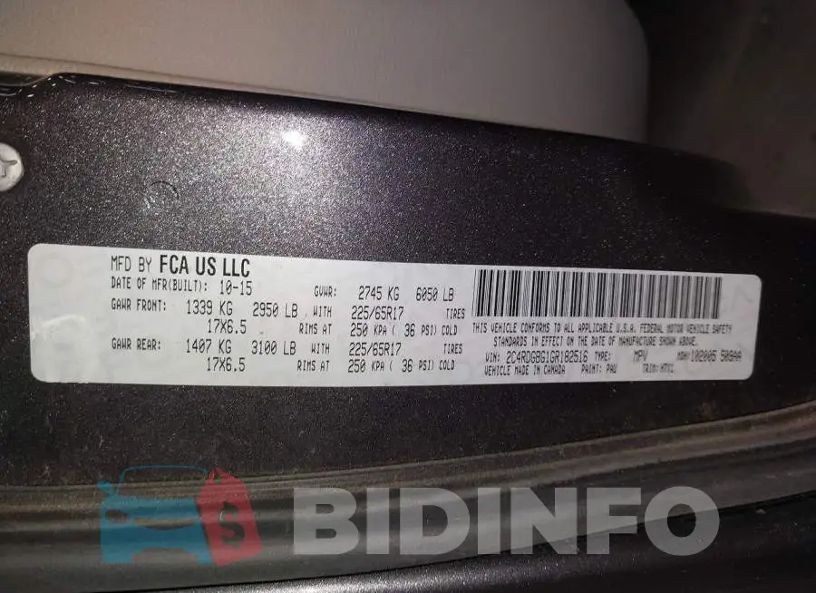 2C4RDGBG1GR182516 Photo# 9