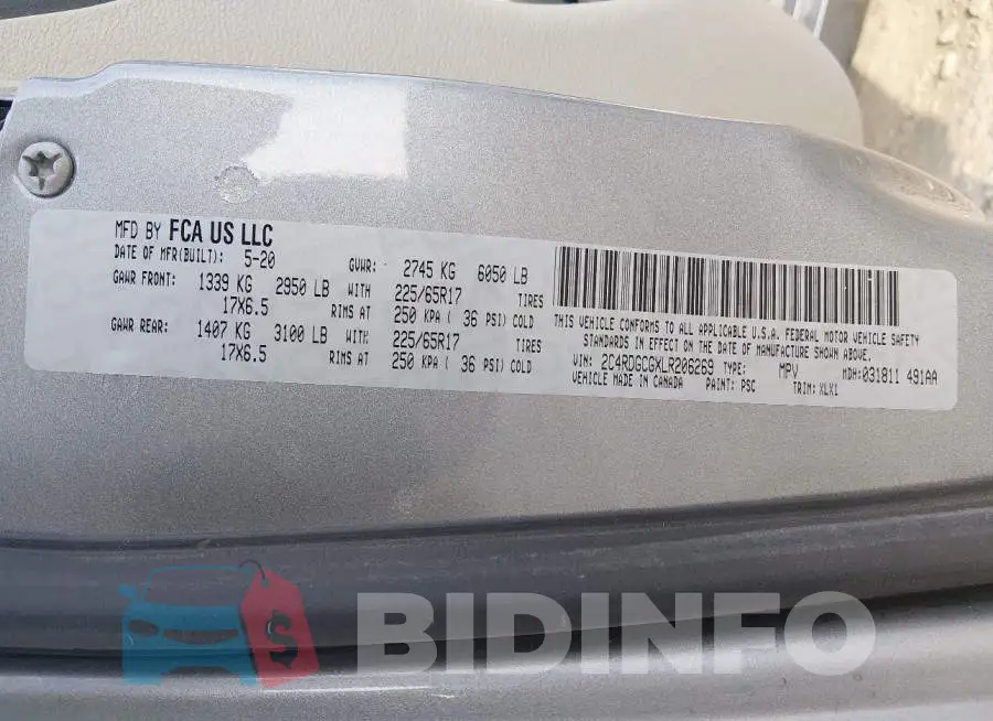 2C4RDGCGXLR206269 Photo# 9