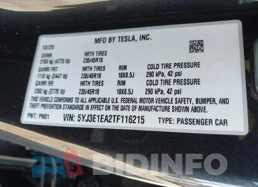 5YJ3E1EA2TF116215 Photo# 9