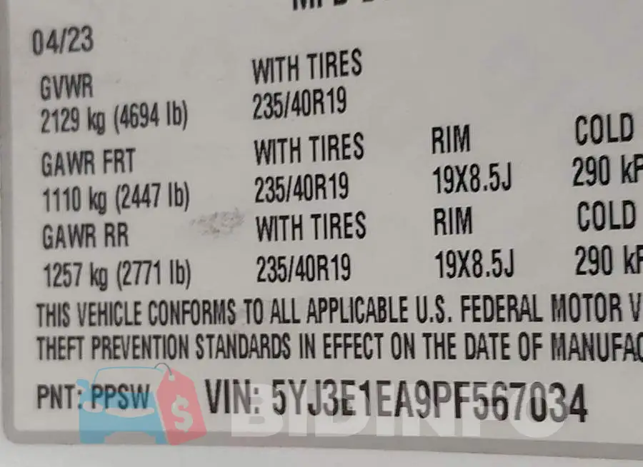 5YJ3E1EA9PF567034 Photo# 9