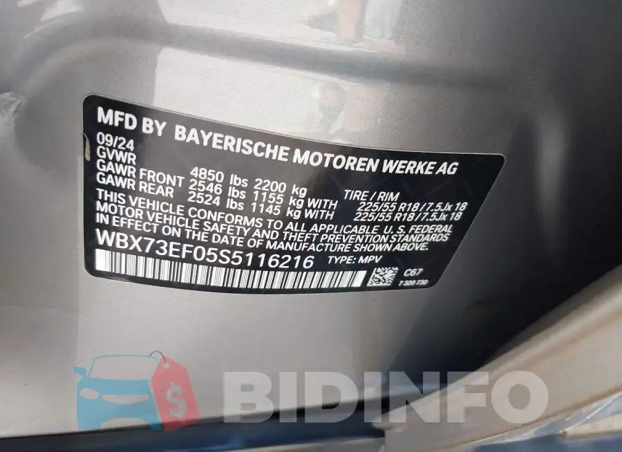 WBX73EF05S5116216 Photo# 9
