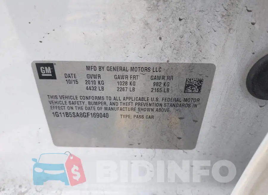 1G11B5SA8GF169040 Photo# 9