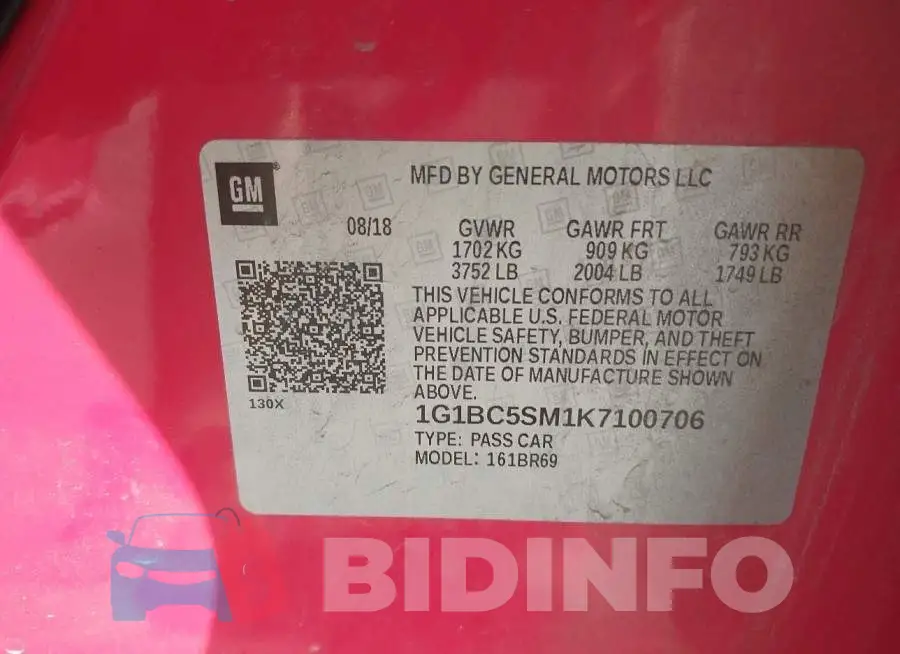 1G1BC5SM1K7100706 Photo# 9
