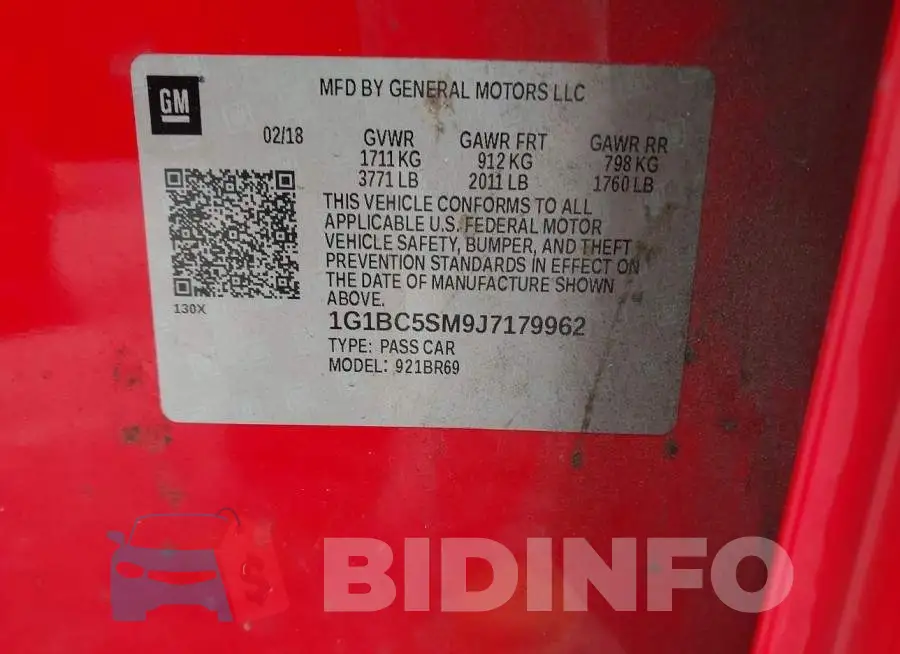 1G1BC5SM9J7179962 Photo# 9