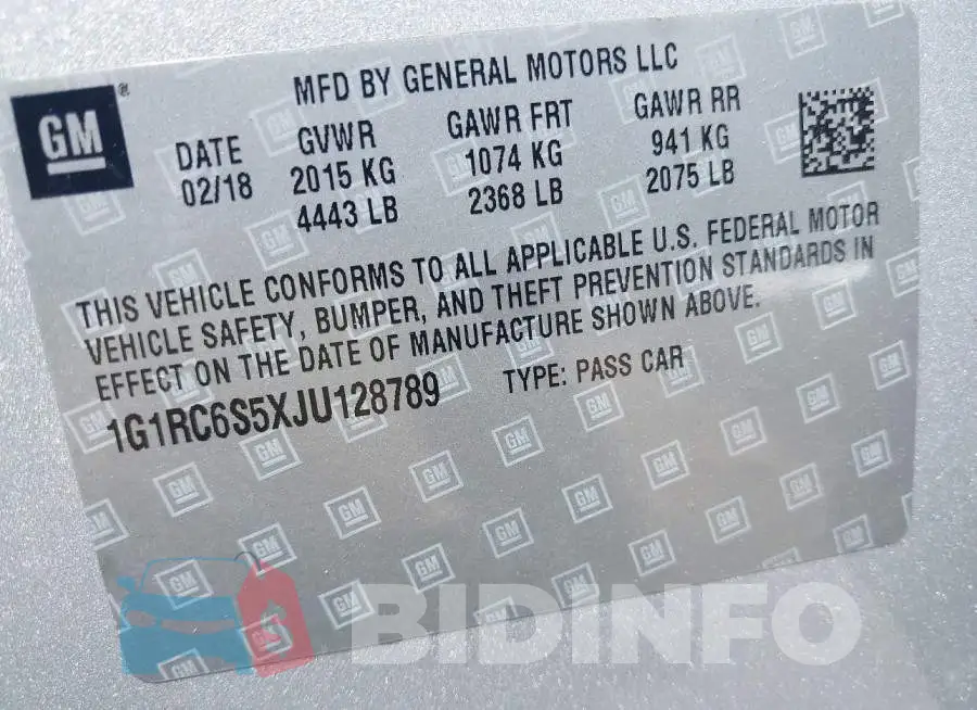 1G1RC6S5XJU128789 Photo# 9