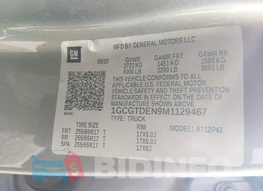 1GCGTDEN9M1129467 Photo# 9