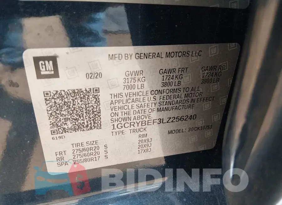 1GCRYBEF3LZ256240 Photo# 9