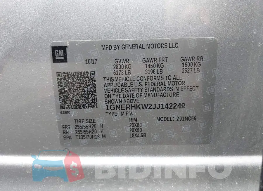 1GNERHKW2JJ142249 Photo# 9