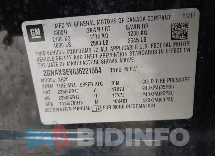 2GNAXSEV6J6221554 Photo# 9