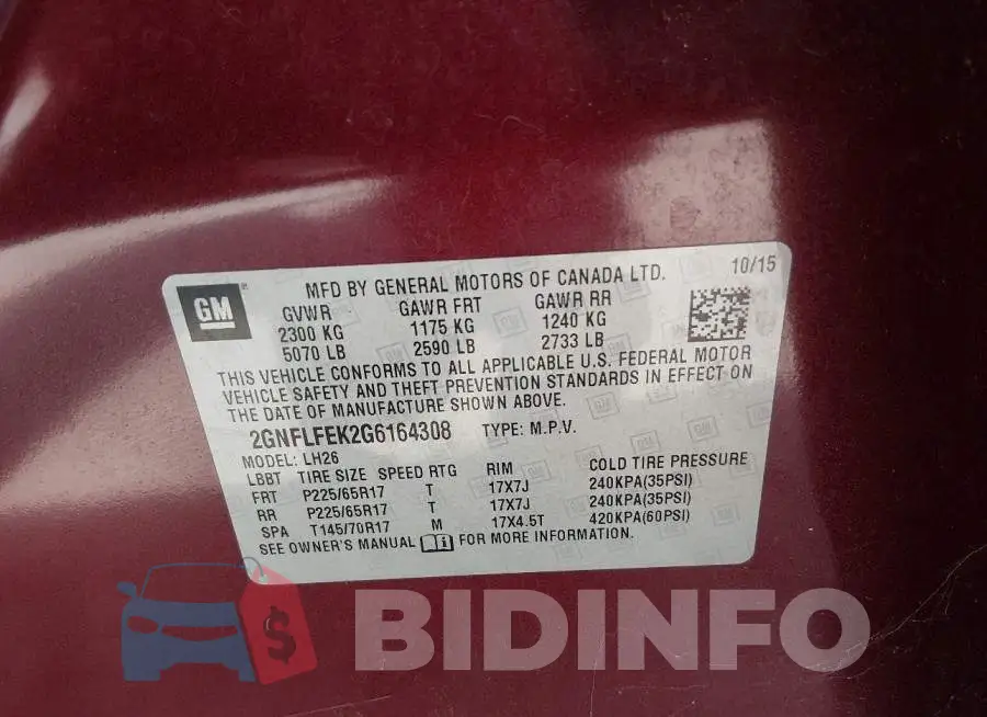 2GNFLFEK2G6164308 Photo# 9