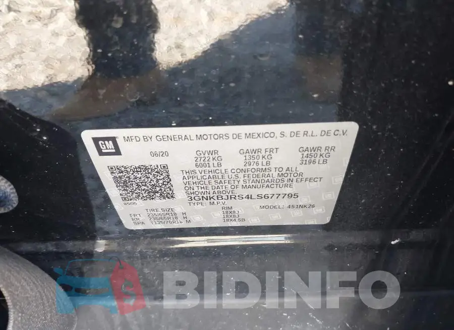 3GNKBJRS4LS677795 Photo# 9