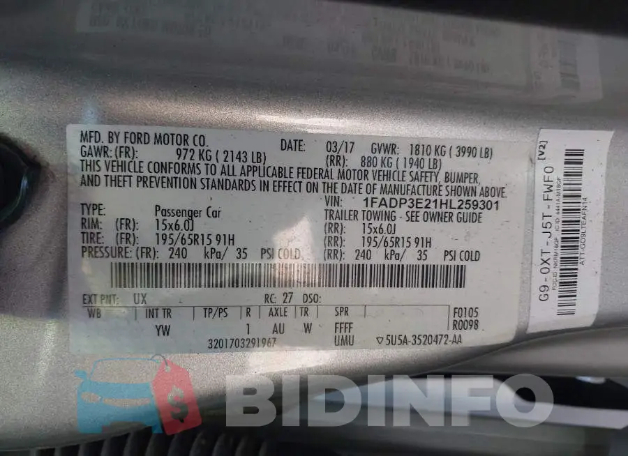 1FADP3E21HL259301 Photo# 9