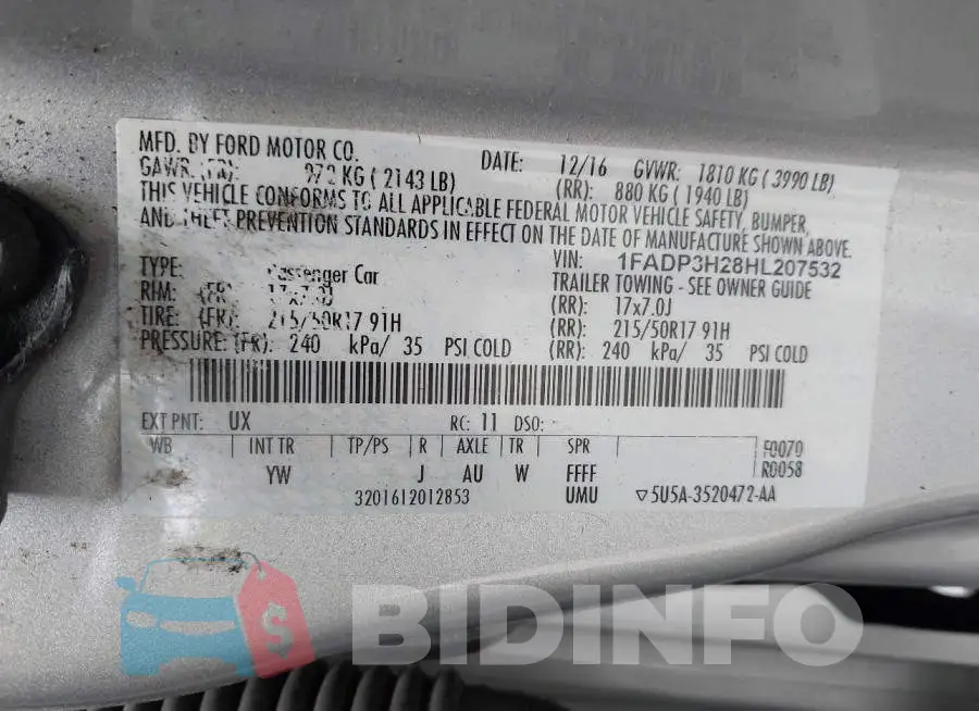 1FADP3H28HL207532 Photo# 9