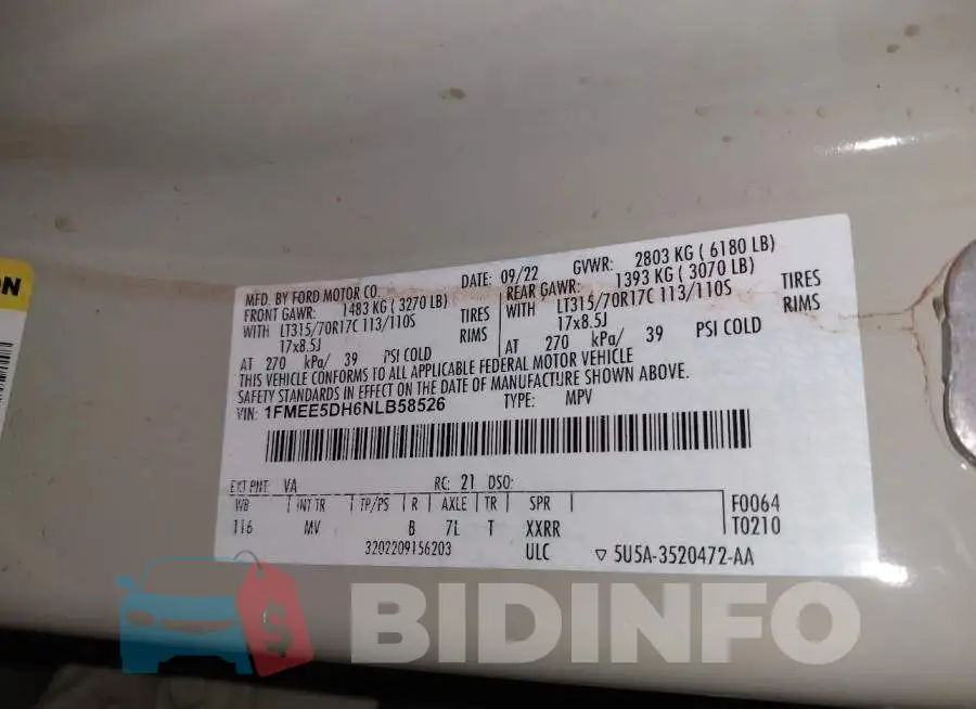 1FMEE5DH6NLB58526 Photo# 9