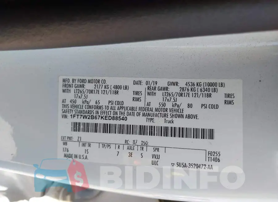 1FT7W2B67KED88540 Photo# 9