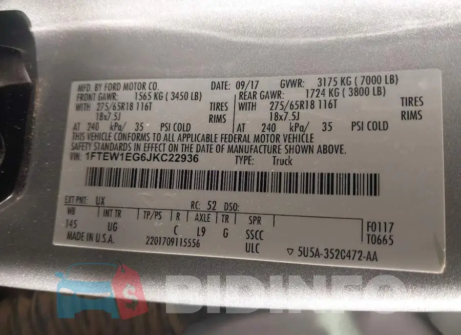 1FTEW1EG6JKC22936 Photo# 9
