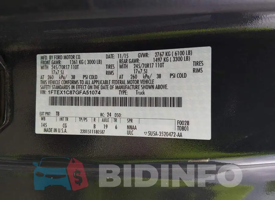 1FTEX1C87GFA51074 Photo# 9