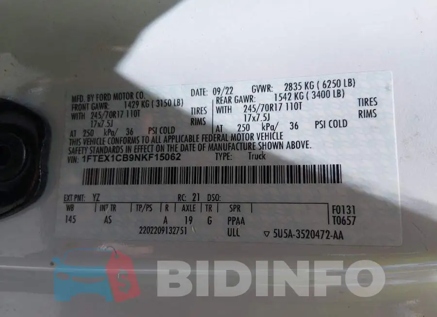 1FTEX1CB9NKF15062 Photo# 9