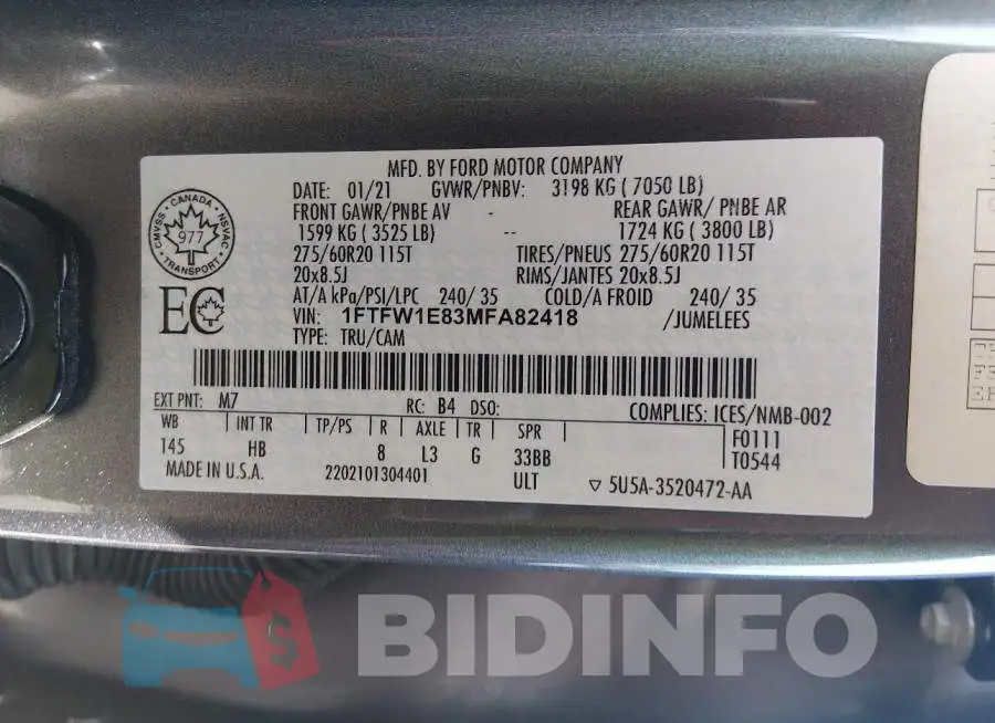 1FTFW1E83MFA82418 Photo# 9