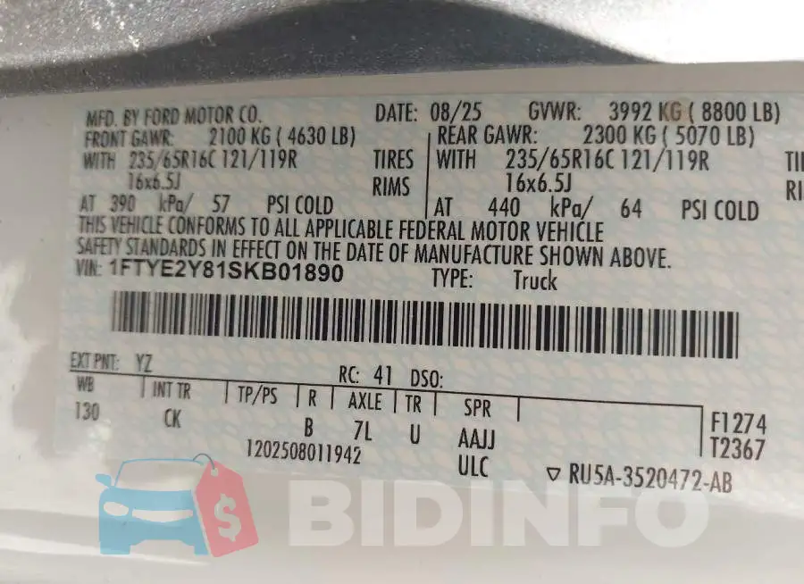 1FTYE2Y81SKB01890 Photo# 9
