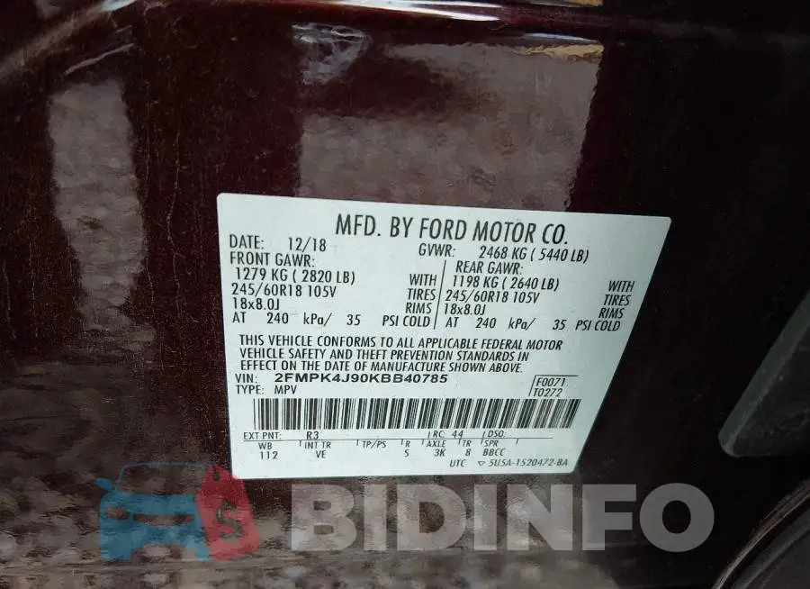 2FMPK4J90KBB40785 Photo# 9