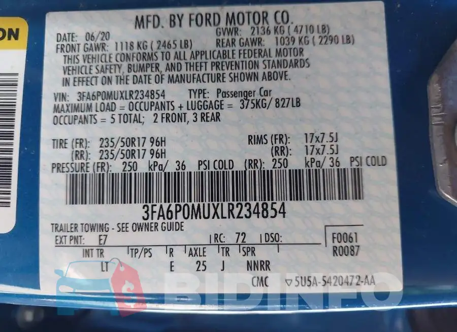 3FA6P0MUXLR234854 Photo# 9