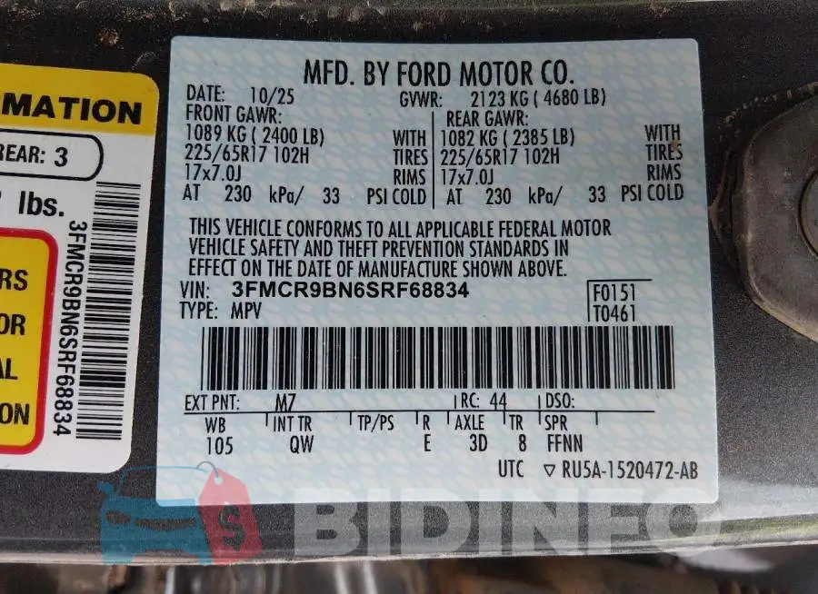 3FMCR9BN6SRF68834 Photo# 9