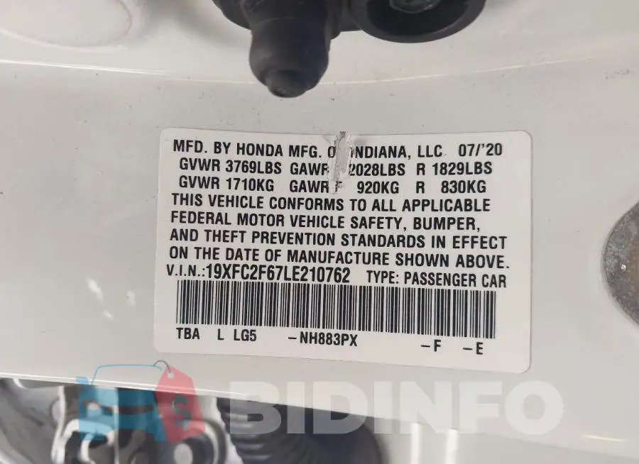 19XFC2F67LE210762 Photo# 9