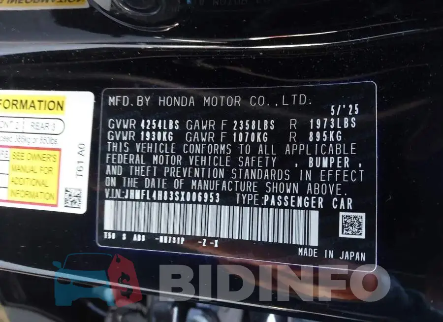 JHMFL4H83SX006953 Photo# 9