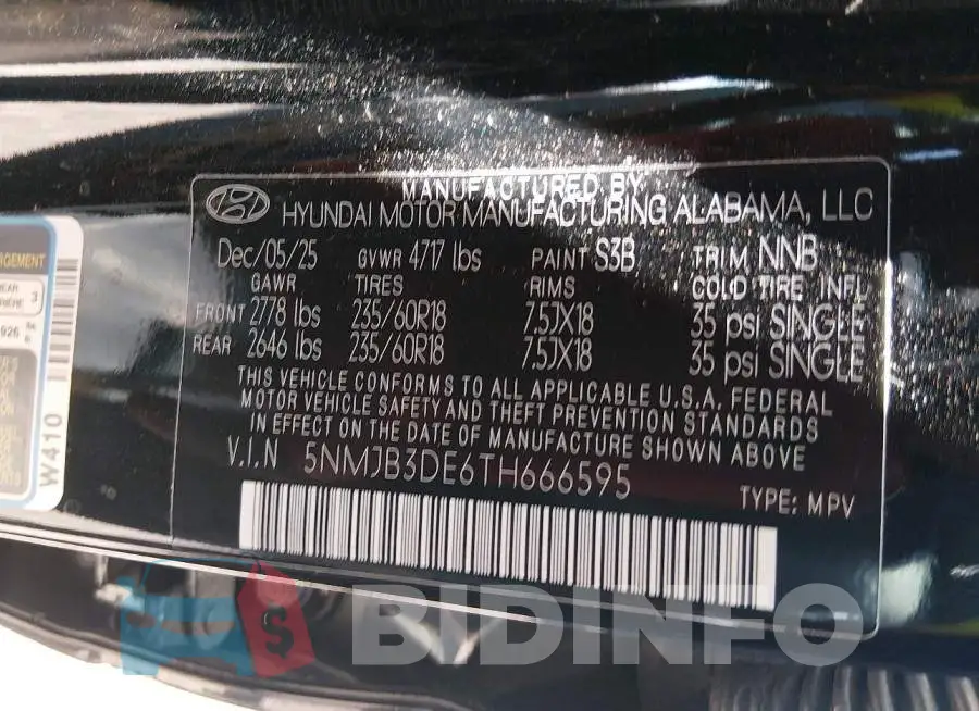 5NMJB3DE6TH666595 Photo# 9