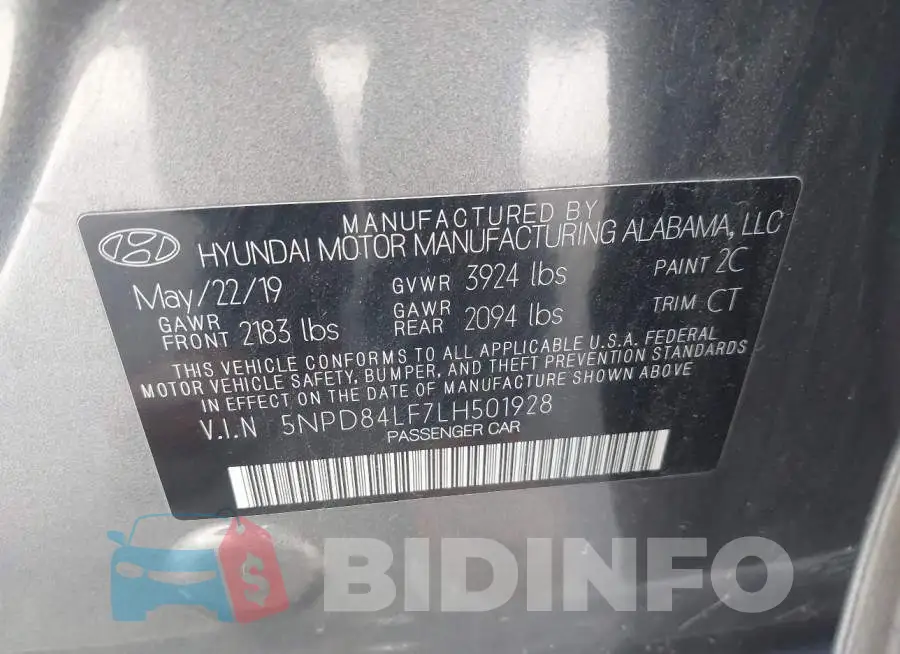 5NPD84LF7LH501928 Photo# 9