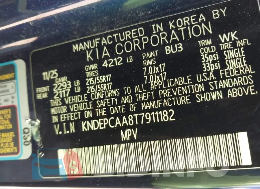 KNDEPCAA8T7911182 Photo# 9