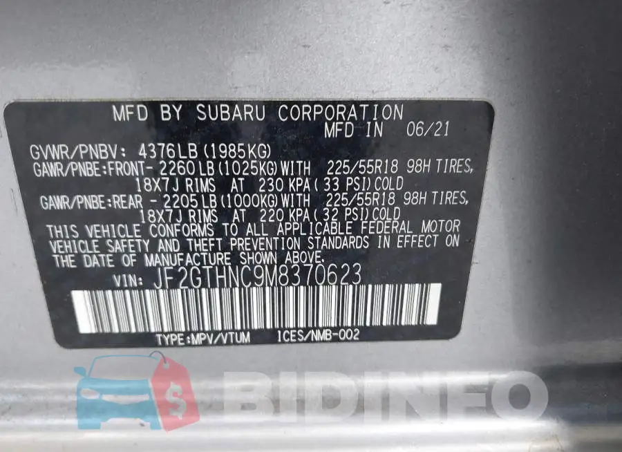 JF2GTHNC9M8370623 Photo# 9