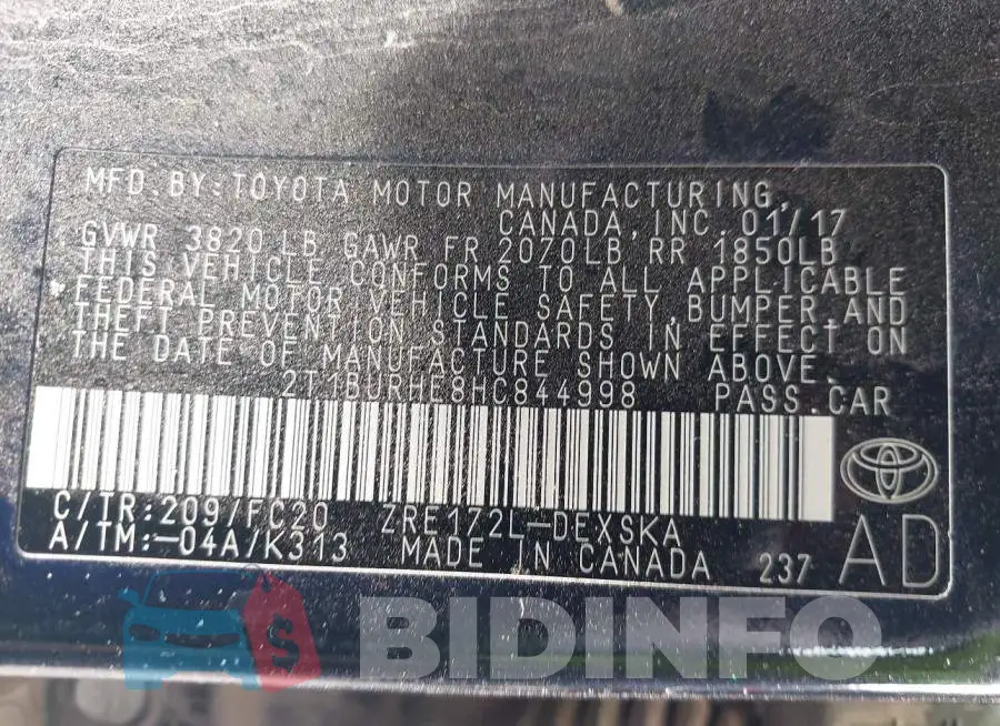 2T1BURHE8HC844998 Photo# 9
