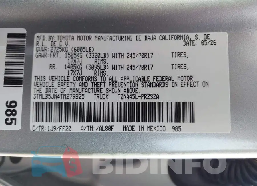 3TMLB5JN4TM279825 Photo# 9