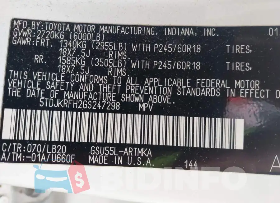 5TDJKRFH2GS247298 Photo# 9