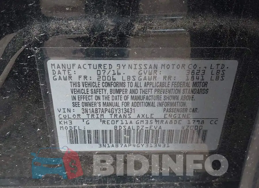 3N1AB7AP4GY313431 Photo# 9