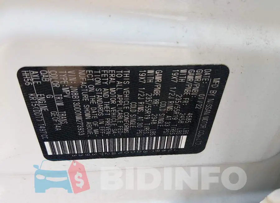 JN8BT3DD0NW273933 Photo# 9