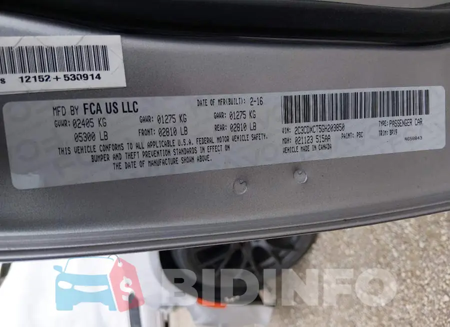 2C3CDXCT5GH203850 Photo# 9