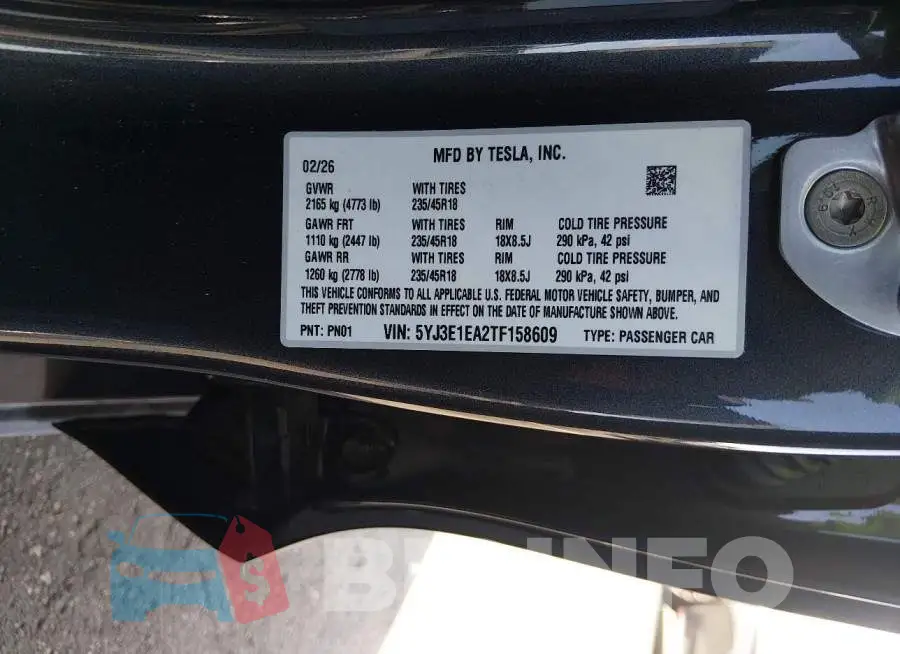5YJ3E1EA2TF158609 Photo# 9