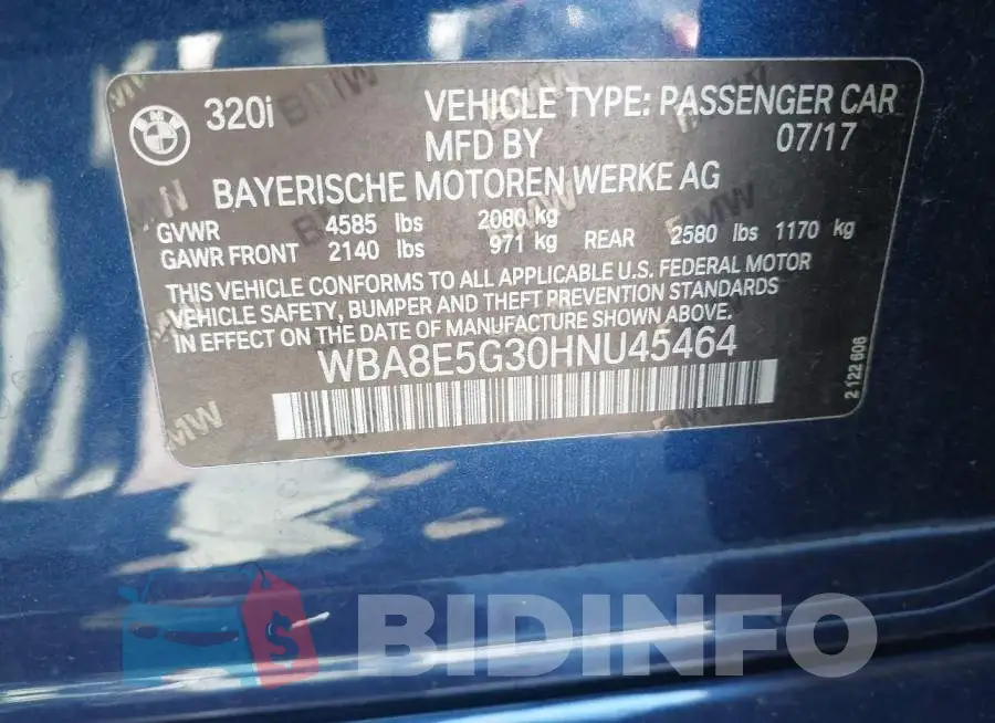WBA8E5G30HNU45464 Photo# 9