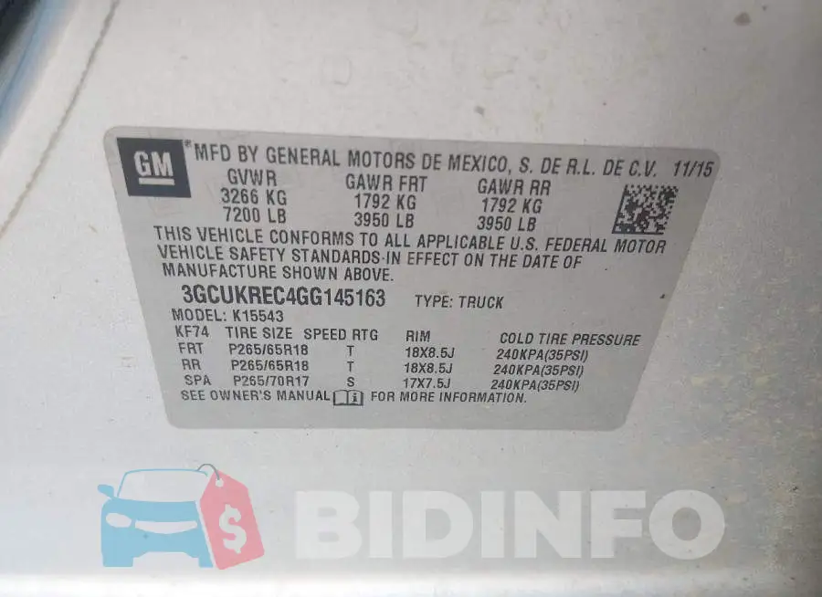 3GCUKREC4GG145163 Photo# 9