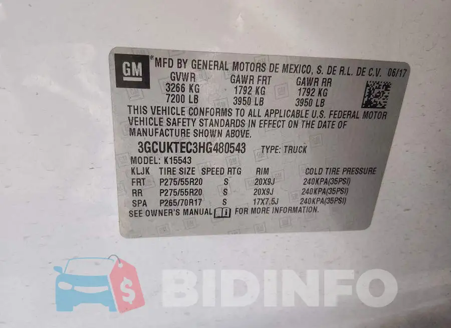 3GCUKTEC3HG480543 Photo# 9