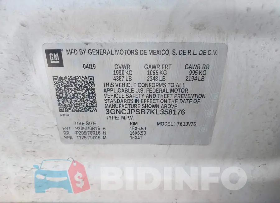 3GNCJPSB7KL358176 Photo# 9