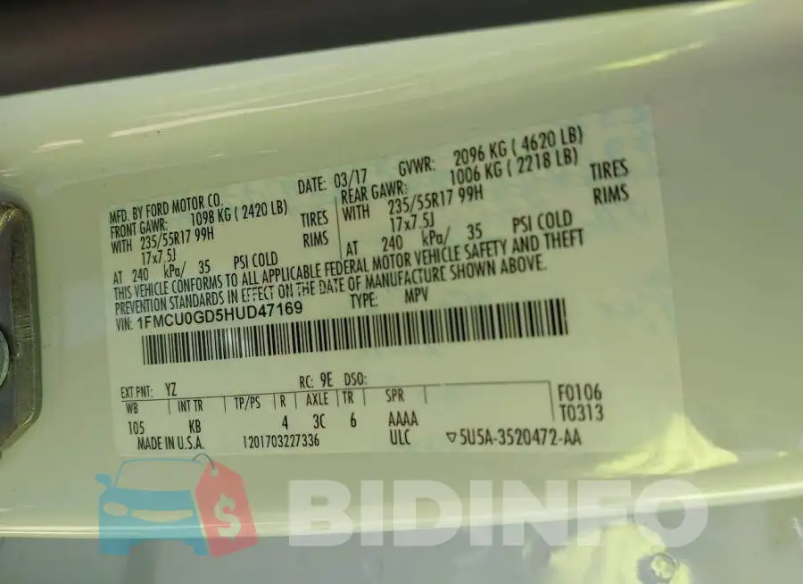 1FMCU0GD5HUD47169 Photo# 9