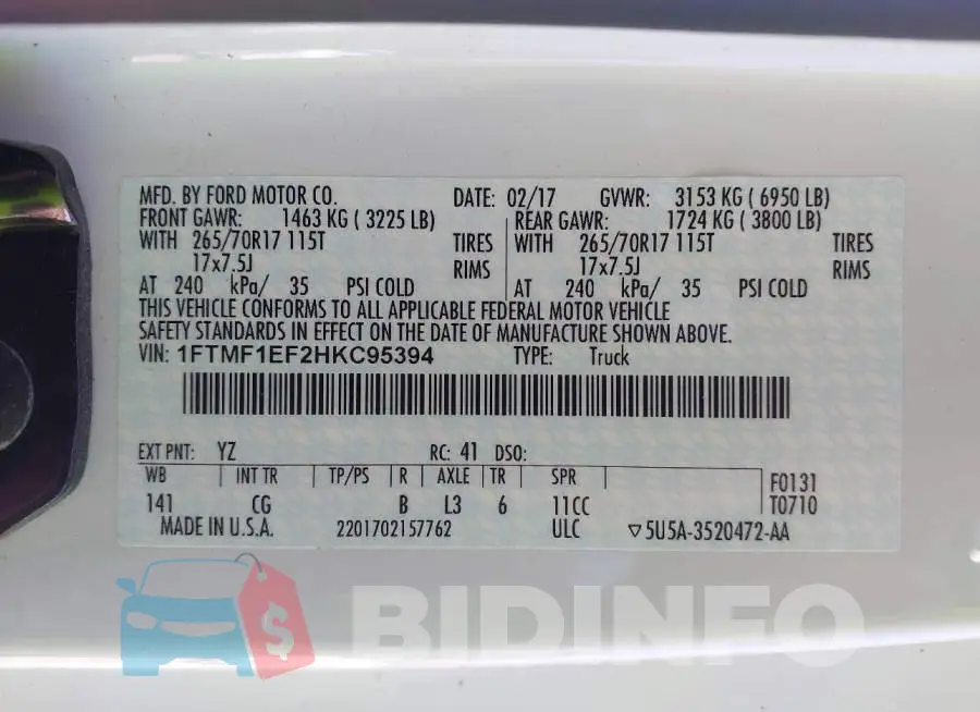 1FTMF1EF2HKC95394 Photo# 9