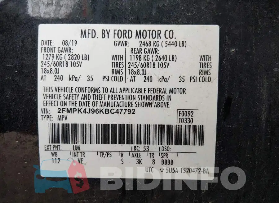 2FMPK4J96KBC47792 Photo# 9