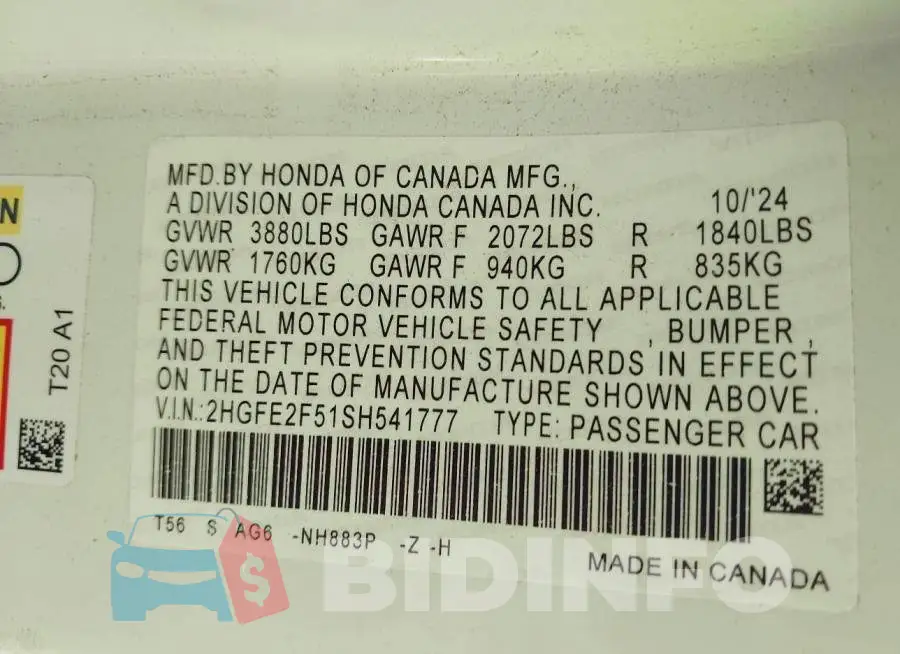 2HGFE2F51SH541777 Photo# 9